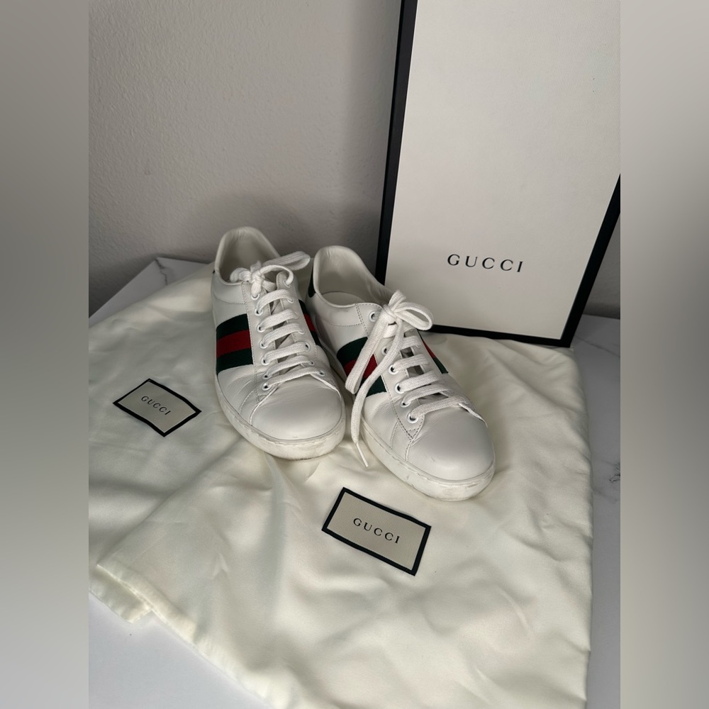 Gucci Men's Ace Leather Sneaker Size 6 - Picture 1 of 10